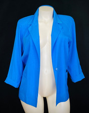 Vintage 1980s blue Lilli Ann jacket L glam blazer long sleeve oversized