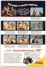 1940s KODAK CAMERAS BROWNIE MOVIE CAMERA VACATION HAPPINESS PRINT AD Z4368