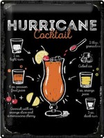 Blechschild Rezept Hurricane Cocktail Recipe 30X40 Cm Geschenk Schild Tin Sign
