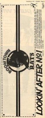 Boomtown Rats Lookin' After #1 UK '45 advert 1977 #2