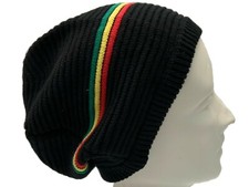 Black Stripe Slouchy Baggy Beanie Oversized Hat Cap Skull Ski Men Women Hippie