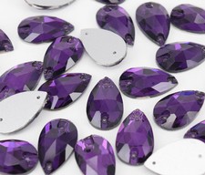 13x22mm Sew On Crystal Rhinestone Teardrop Violet Glass Jewels Faceted Bead