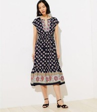 Loft Midi Dress BoHo Floral Bohemian All Seasons NEW MSRP 90 XS,S-PXS-PL