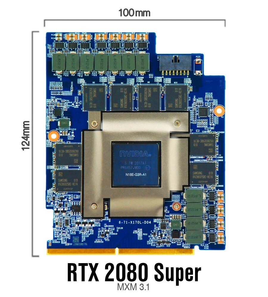 Clevo X170SM NVIDIA RTX 2080 Super N18E-G3R; 8GB DDR6; MXM3.1; GPU 