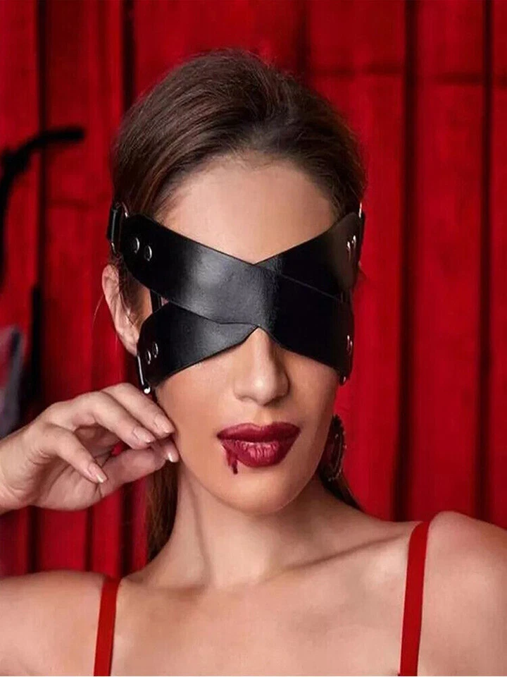 Leather Masks Adjustable Masquerade Mask Bdsm Fetish Cosplay Masks Blindfold - Image 4 of 4