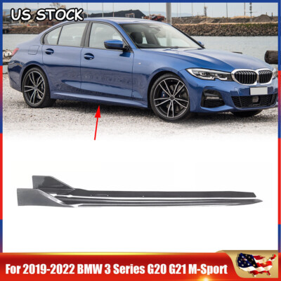 For 2019-22 BMW 3 Series G20 G21 M Sport Side Skirts Extension Lip Carbon Look