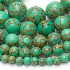 Mint Howlite Turquoise Beads 15  Strand Round Gold Vein 4mm 6mm 8mm 10mm 12mm
