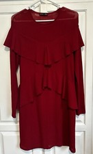 Zara Size Medium Peplum Tiered Ruffle Holiday Dress Red Knee Length Valentines