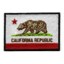 CALIFORNIA STATE FLAG IRON ON PATCH 3" CA Republic Bear Embroidered Applique NEW
