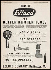1947 Edlund Company Burlington Vermont Egg Beaters Jar & Bottle Openers Print Ad