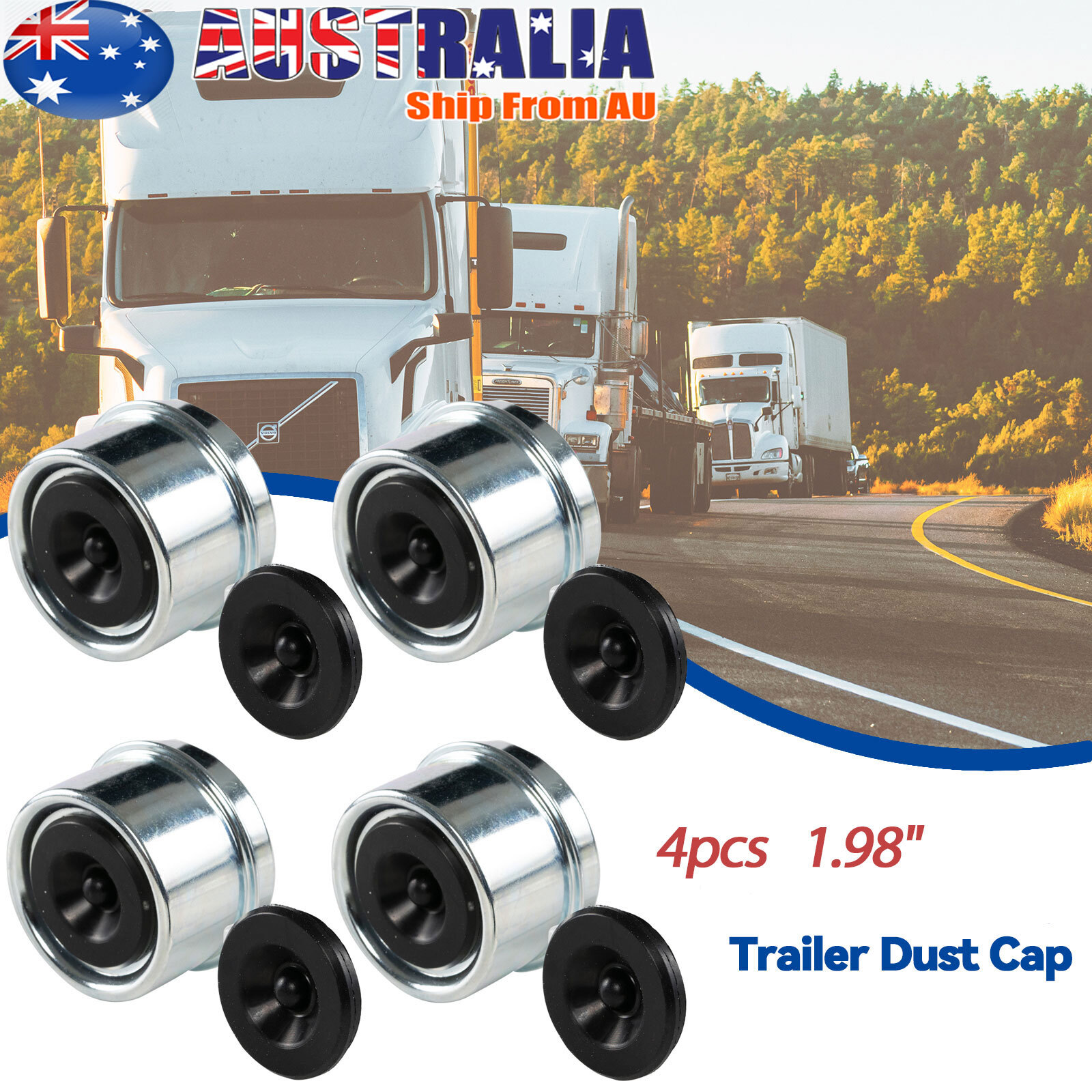 Trailer Hub Bearing Protectors with Dust Cover Caps 50mm 2 Pair Bearing