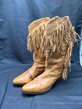Vintage Buttery Soft Dingo Leather Fringe Boots Western Women's Size 6M