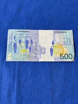 Vintage BELGIUM 500 FRANCS 1998-2002 RENE Magritte BILL BANK NOTE
