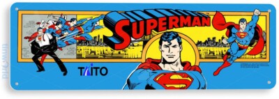 TIN SIGN Superman Arcade, 80's, Retro, Console, Marquee, Game Room Decor, C506