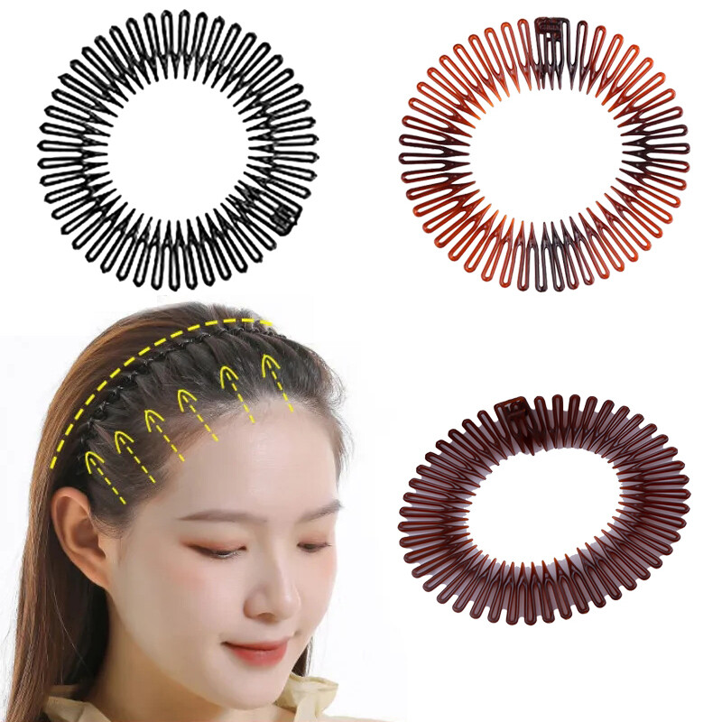 Plastic Full Circle Stretch Headband Hair Band Clip Face Flexible