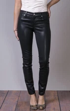 Henry and Belle Lila  Skinny Ankle zipper Jet Black Coated Jeans 
