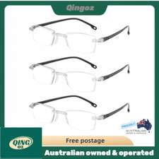 3 Pairs Frameless Rimless Reading Glasses Men Women Stylish Readers Magnifying