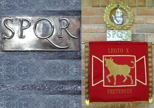 Roman Army Standard SPQR decoration in a solid Silver cold cast Military Sign