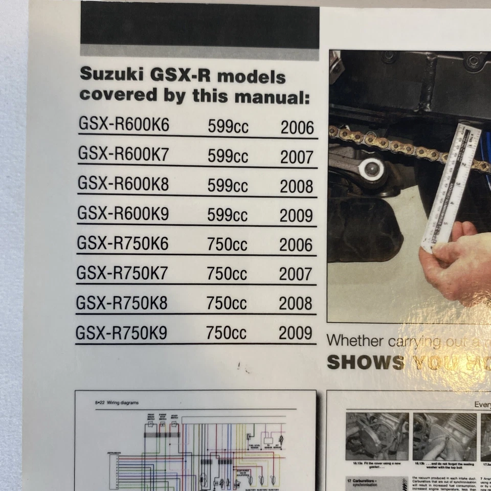 Haynes 2006-2009 Suzuki GSX-R600 GSX-R750 SOFTCOVER Manual de Reparo: H4790 - Imagem 3 de 4