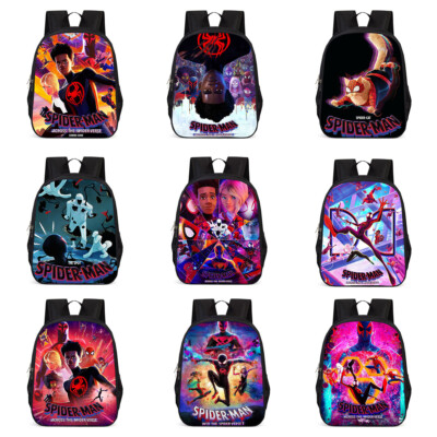 Across The SpiderVerse Spiderman Miles Gwen Kids Backpack Schultasche Rucksack