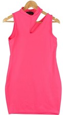 PARISIAN - Women’s Pink High Neck Sleeveless Short Fitted Dress - Size 14