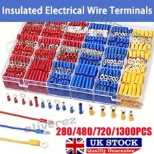 1300x Assorted Insulated Electrical Connectors Terminals Kit Crimp Wire Spade UK