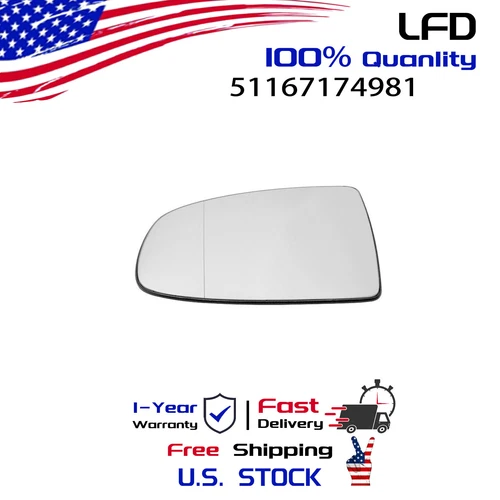 Left Driver Side Mirror Glass Heated 51167174981 - Fit BMW X6 E71 E72 X5 E70 