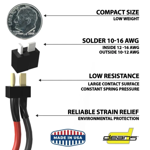 DEANS Ultra Plug HB, High Temp, Black, Female 2-Pack,for 10-12 Gauge Wire,1315 - Image 2 of 2