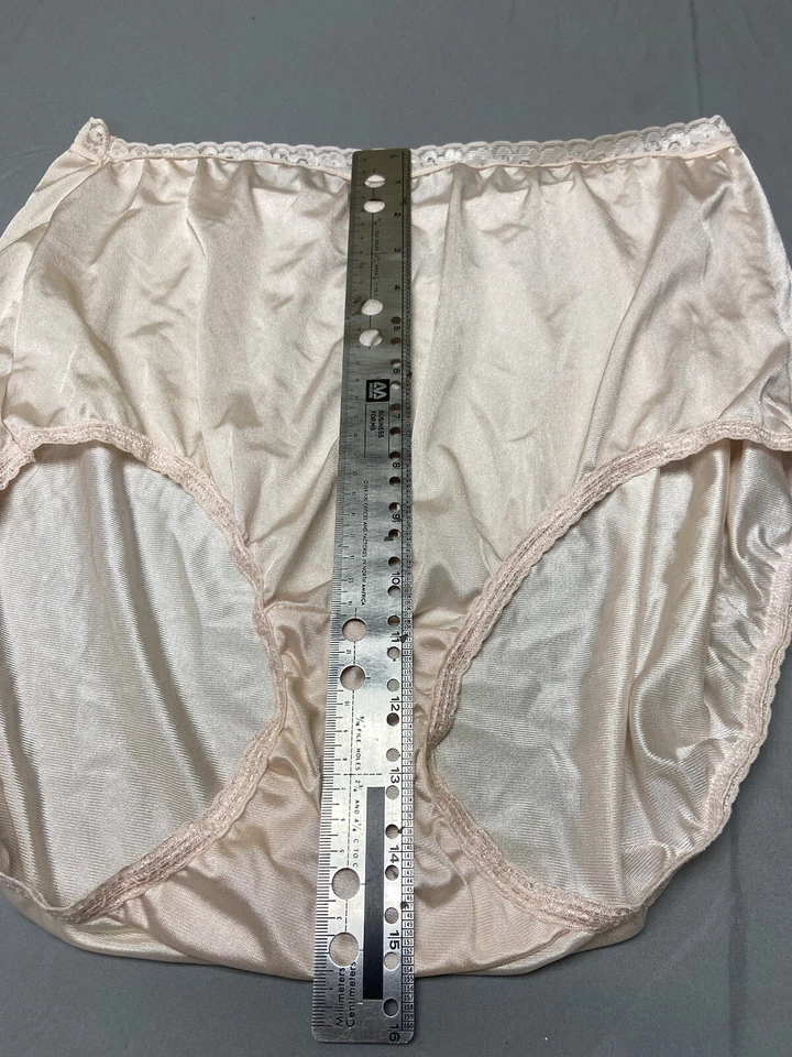 Braguita completa de nailon Hanes ropa interior talla 10 nueva sin etiquetas ribete de encaje abuela Sissy Foto 4 de 4