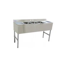 Omcan USA 25274 Underbar Sink Units, 3 Compartment with 2 Drainboards