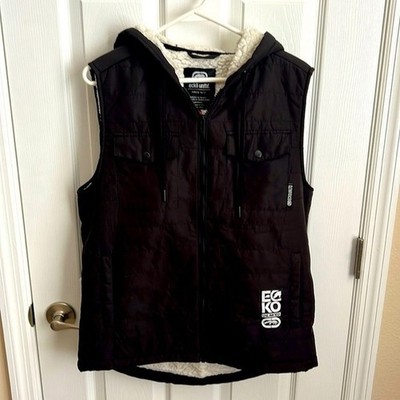 Ecko Unltd. Black Puffer Vest Sherpa Lined Hooded Sleeveless Jacket