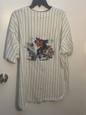 Vintage Acme Co Looney Tunes Baseball Shirt Pinstripes Taz Bugs Size 2XL