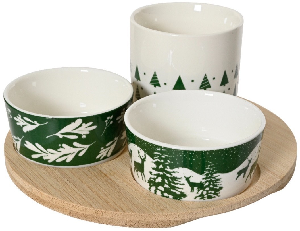 Christmas Nibble Dishes, 3pce Snack Bowls