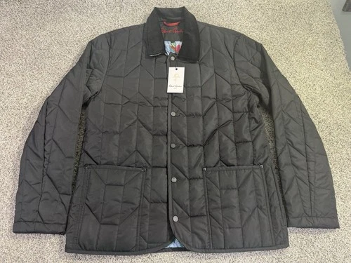 NWT Robert Graham Men’s Quilted Jacket Puffer Shirt Large Black Print Lining video thumbnail