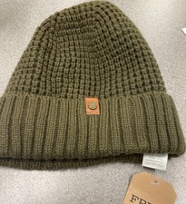 Frye  Co Beanie Hat Military Olive Knit Cuffed 100 Acrylic NWT Mens Hat Cap