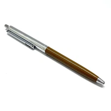 Vintage 1960s Paper Mate USA Double Heart Profile Ball Pen Slim Grip Brown