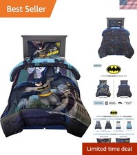Kids Bedding Reversible Comforter Sheet Set Twin Size Batman Cartoon
