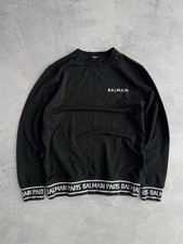 Pierre BALMAIN Paris Tape Logo Sweatshirt Crewneck Black size M Men