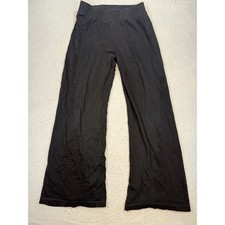 Zara Black Wide Leg Knit Lounge Pants Elastic Waist Jersey Trousers Size L