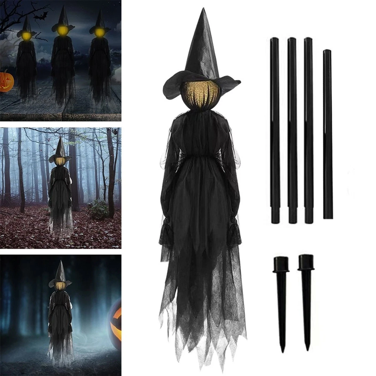 Outdoor Halloween Decorations Light Up Witch Three Decoration Witch Yard Decor