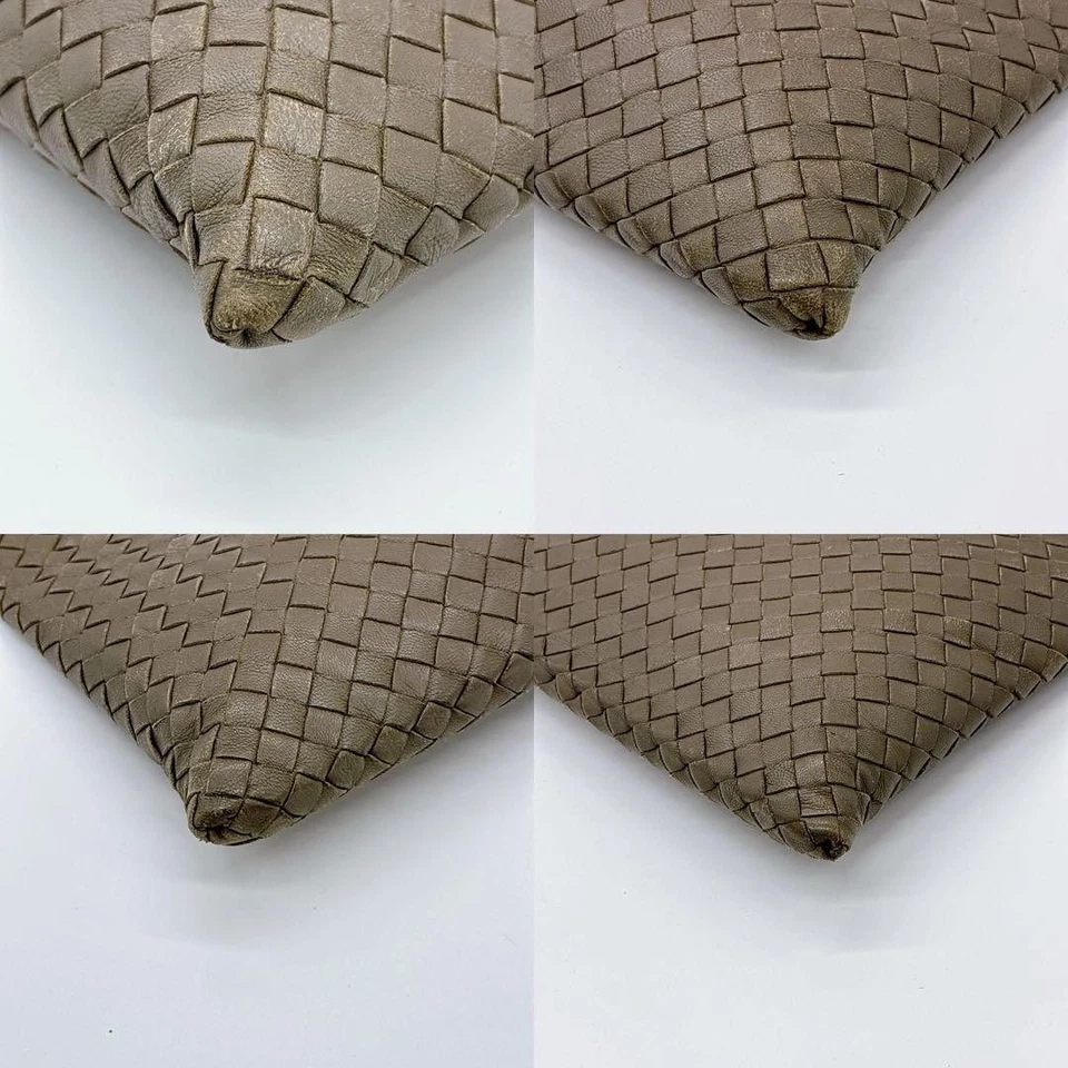 Authentique sac pochette BOTTEGA VENETA Intrecciato cuir de veau marron avec ... - Photo 4/4