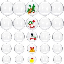 25 Set 50PCS Clear Plastic Fillable Ornaments,Transparent DIY Craft Ball,Clear