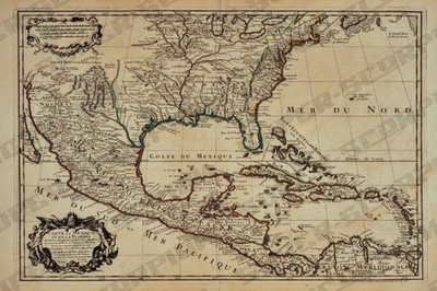Spanish Colonies Americas 1703 Carte du Mexique et de la Floride Wall Art Print