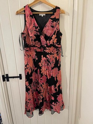 Rocha John Rocha Silk Blend Floral Print Sleeveless Lined Dress UK 12 