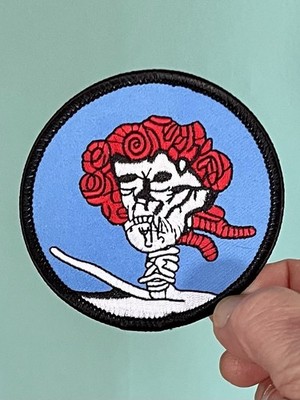 Grateful Dead Iron On Patch Bertha White Red Blue Black Embroidered Round