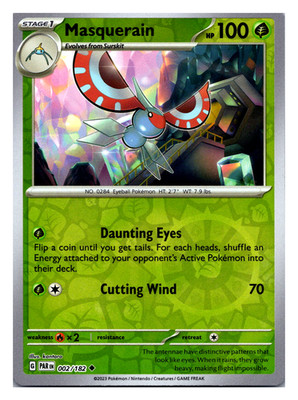 Masquerain 002/182 Pokemon Paradox Rift Reverse Holo Uncommon TCG 2023 NM