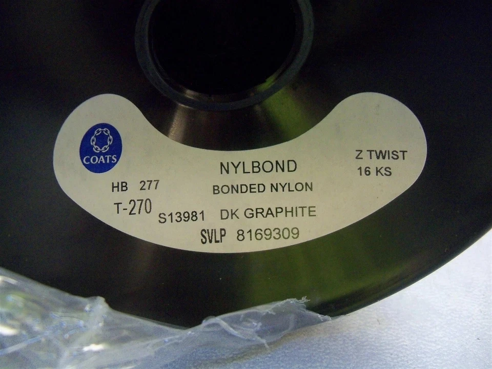 Coats Bonded Nylon Thread Tex 270 Dk Graphite 8169309 16oz Lot of 2 Spools - Image 3 of 4