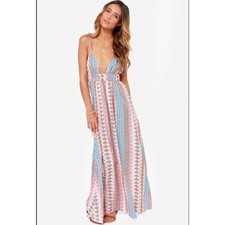 Lulu's Maxin Relaxin Tie Strap Max Dress Size Small