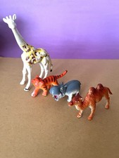 Lot Of 4 Zoo Safari Jungle Animals Figures 1-2   VTG Zebra Made In Hong Kong 4  