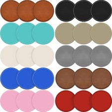 30 PCS Colorful Blank Leather Hat Patches 2.5 Inch Round Laserable Faux